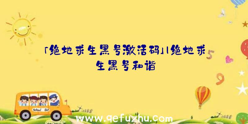 「绝地求生黑号激活码」|绝地求生黑号和谐